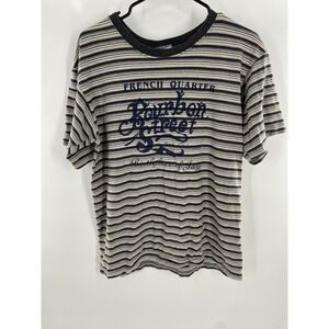 Vintage French Quarter Bourbon Street Pepsi Cola Striped Shirt Size Large